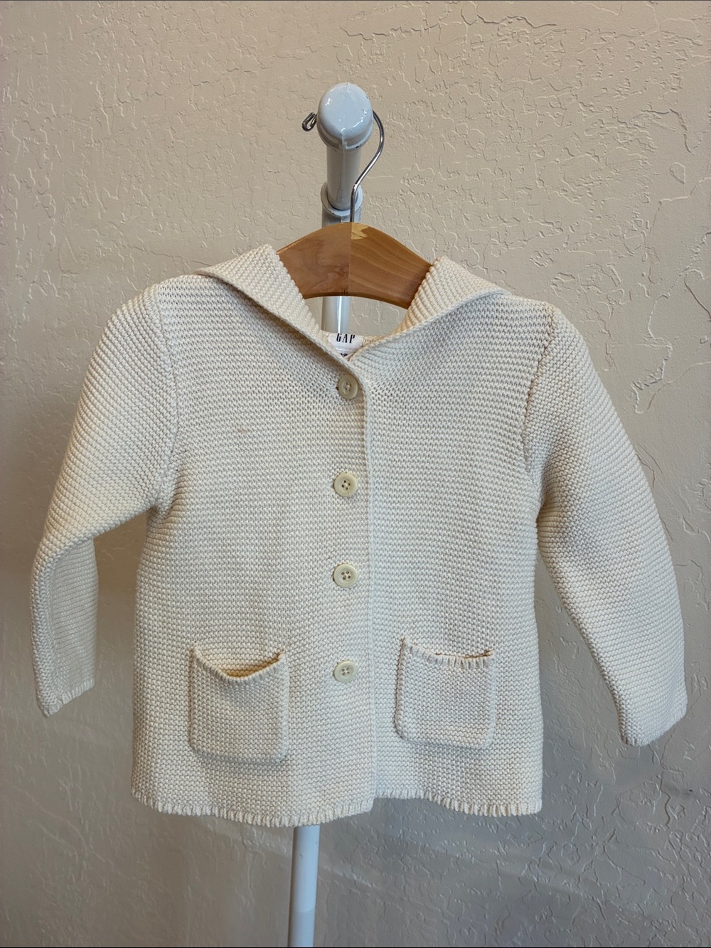 GAP Cream Knit Hooded Cardigan Jacket for Kids